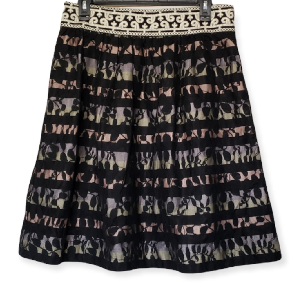 SK23 Anthropologie Floreat Lace Overlay Skirt Size 4